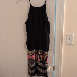 Black and Multicolor Sleeveless Dress